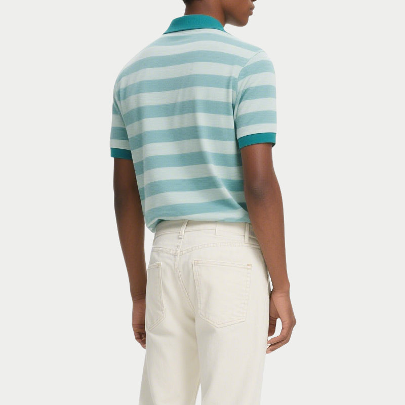 Men Casual Stripes Breathable Summer Short Sleeve Polo Shirts