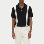 Men's Striped Casual Short Sleeved Slim Knit Polo Shirt