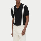 Men's Striped Casual Short Sleeved Slim Knit Polo Shirt