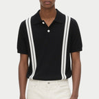 Men's Striped Casual Short Sleeved Slim Knit Polo Shirt