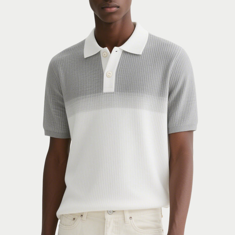 Contrast Polo Shirts Button Short Sleeve Men's Knit Polo Shirts