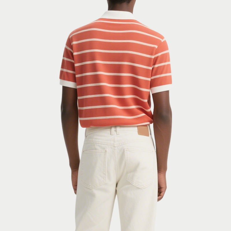 Men's Fashion Polo Striped Short Sleeve T-shirt Business Casual