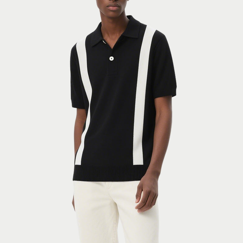 Men's Summer Casual Pullover Turndown Collar Short Sleeved Polo Shirt