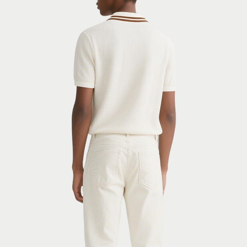 Summer Button Neck Short Sleeve Golf Knit Polo Shirt for Men