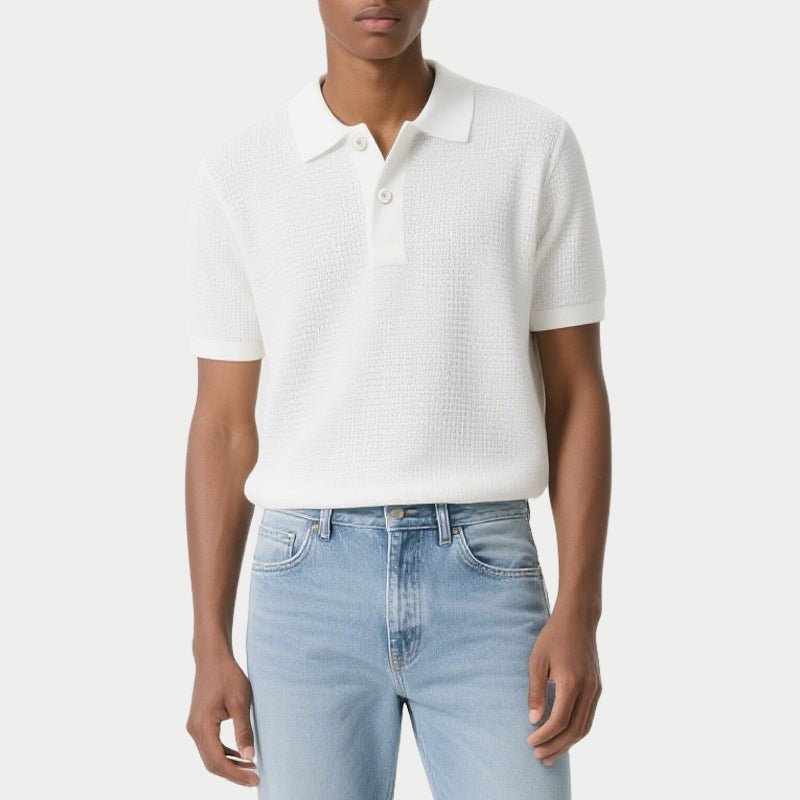 Men's Fashion Casual Knit T-Shirt Short Sleeve Polo Shirt