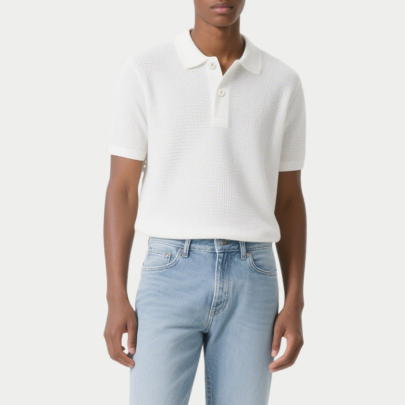 Men's Fashion Casual Knit T-Shirt Short Sleeve Polo Shirt