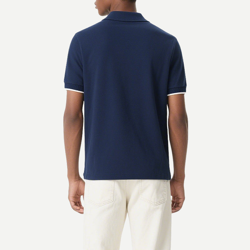 Mens Summer Casual Stripe Shirts Breathable Short Sleeve Polo Shirt