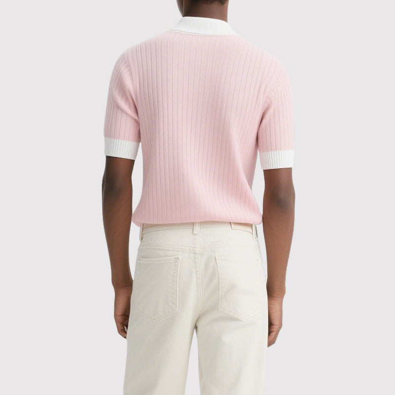 Summer Knitted Half-Zip Polo Shirt for Men