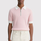 Summer Knitted Half-Zip Polo Shirt for Men