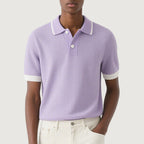 Short Sleeves Button Contrast Men Knit Polo Shirt