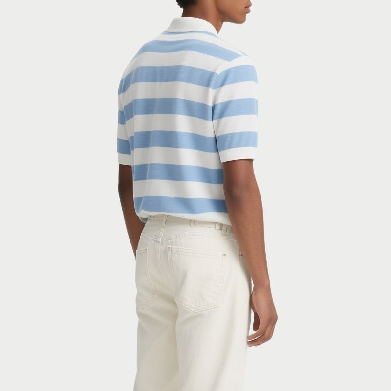 Men's Short Sleeve Casual Striped Polo Shirts Fashion