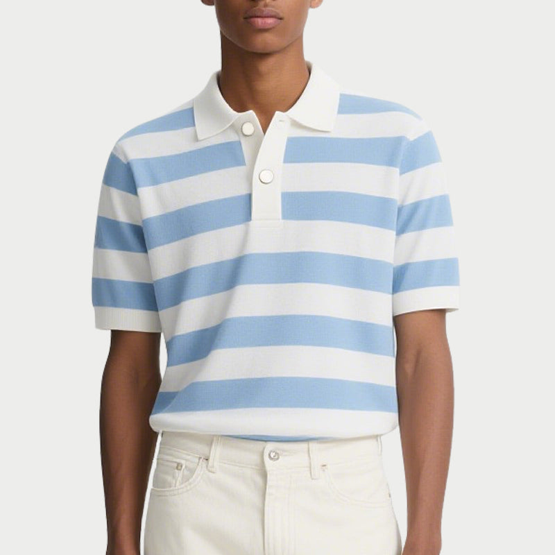 Men's Short Sleeve Casual Striped Polo Shirts Fashion