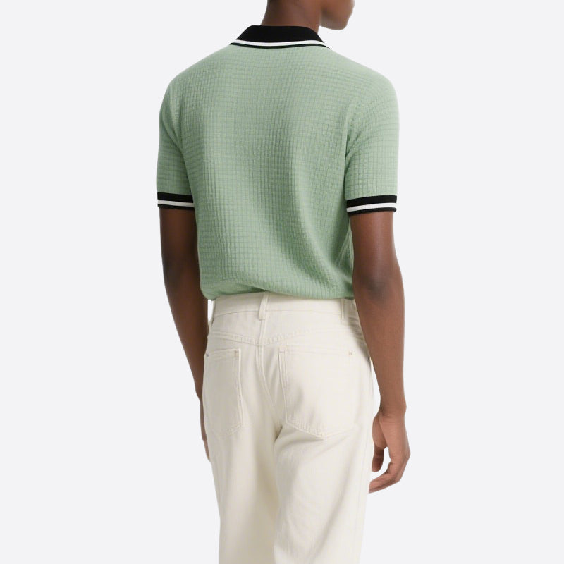 Men Summer Short Sleeve Button Contrast Polo Shirt