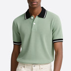 Men Summer Short Sleeve Button Contrast Polo Shirt
