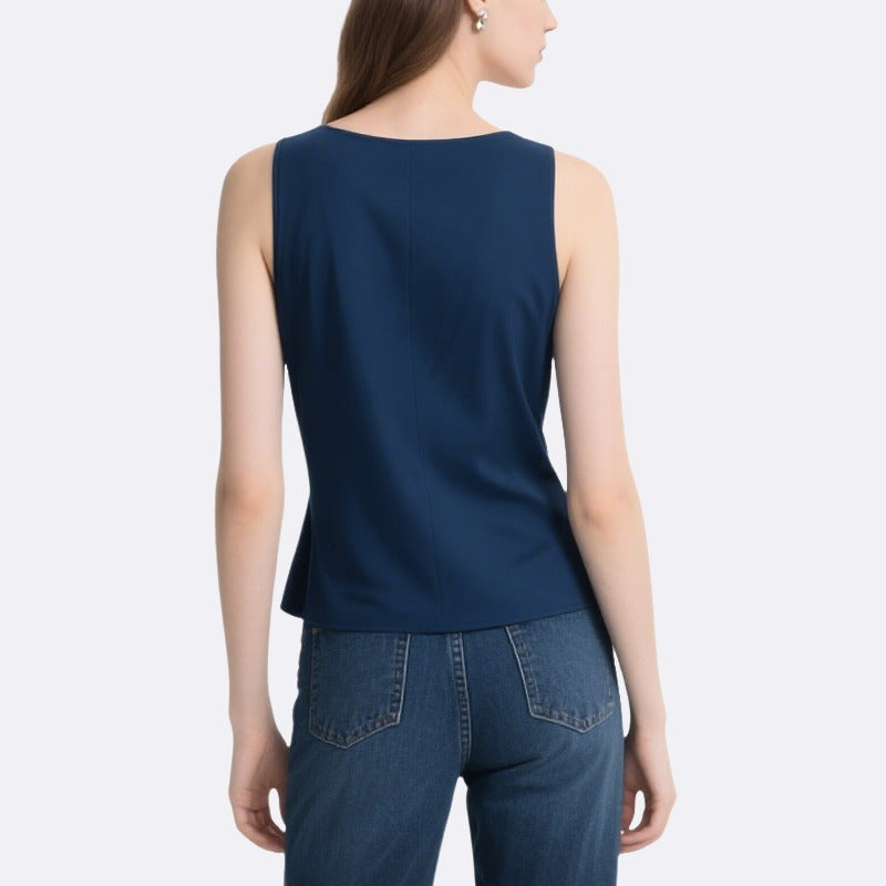 Elegant Lady Cross-Pleated V-Neck Ruffled Top
