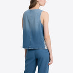 Personalized Trendy Denim Splicing Sequins V-Neck Sleeveless Vest