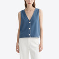 Casual and Versatile Blue Denim V-Neck Sleeveless Cardigan