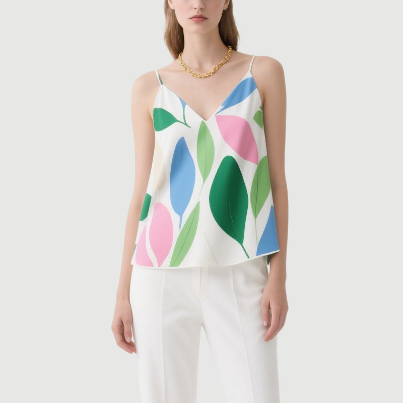 Fresh and Unique Printed V-Neck Suspender Top for Women