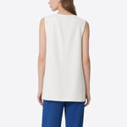 Elegant Temperament White Sequined V-Neck Sleeveless Top