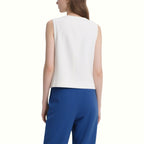 Shining Sequined White V-Neck Sleeveless Top
