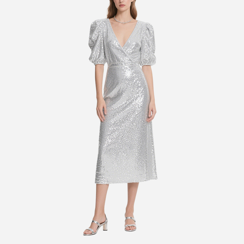 Women's Sequin Eye-Catching Mid-Length Dress