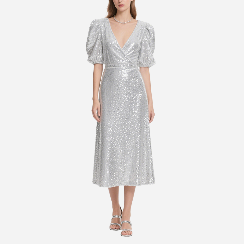 Women's Sequin Eye-Catching Mid-Length Dress