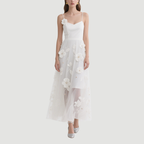 Sweet Flower Embroidery Dress Mid-Length