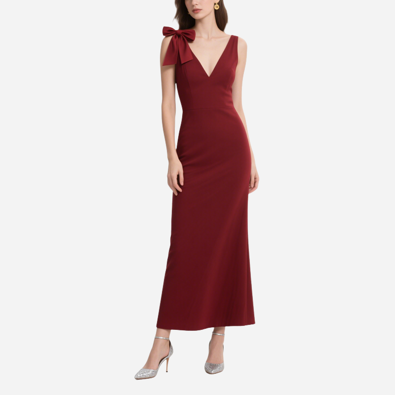 Vintage Red Mid-Length Dress for Women