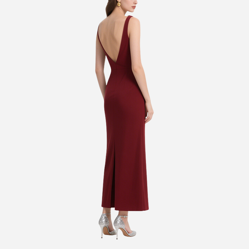 Vintage Red Mid-Length Dress for Women