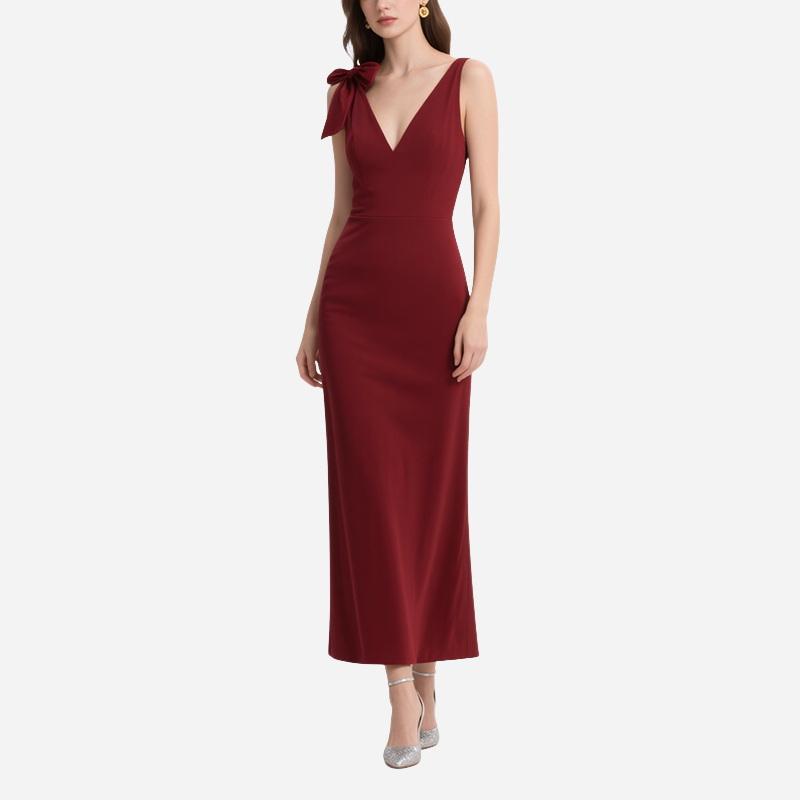 Vintage Red Mid-Length Dress for Women