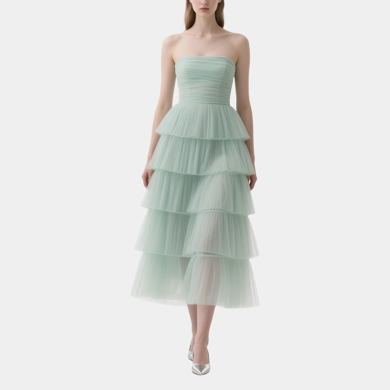Fairy-Like Mesh Mid-Length Dress Summer Dress