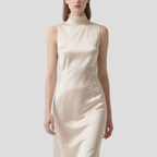 Pure Color Simple Mid-Length Dress for Women Summer Versatile
