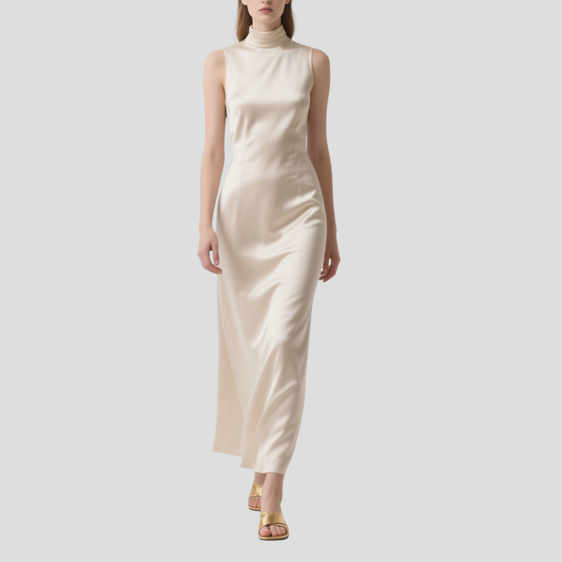 Pure Color Simple Mid-Length Dress for Women Summer Versatile