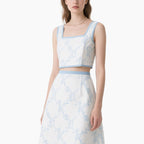 Women's Floral Crop Top & A-Line Skirt Set Lightweight Casual Chic