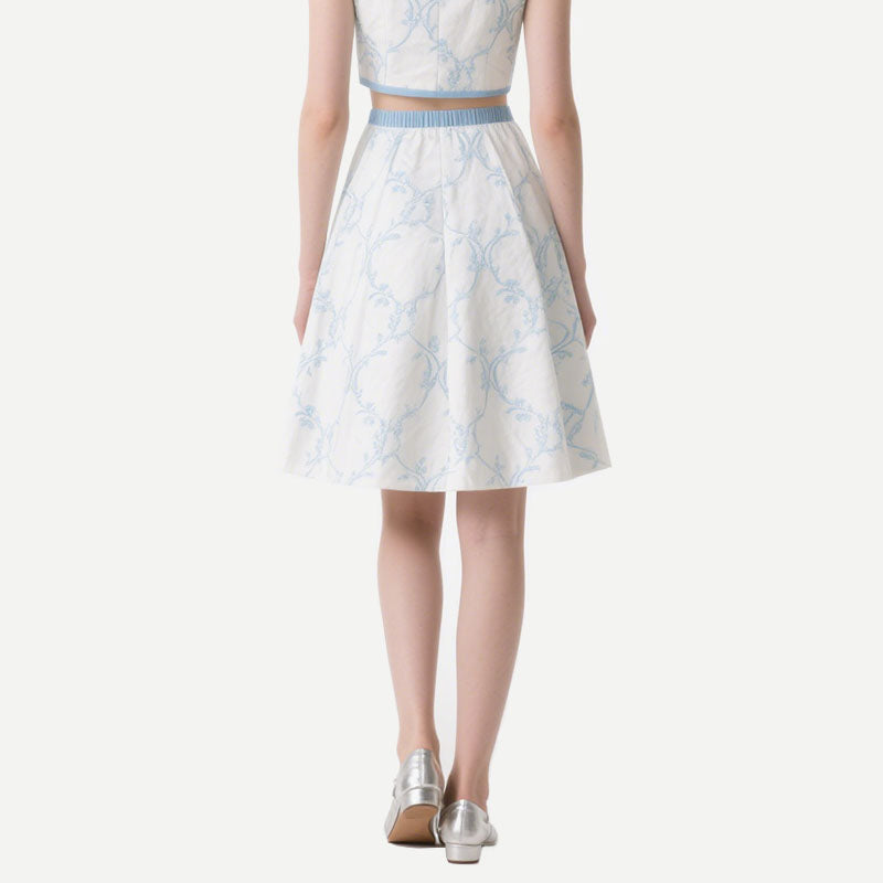 Women's Floral Crop Top & A-Line Skirt Set Lightweight Casual Chic