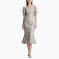 Women's Floral Two-Piece Set Elegant Square Neck Top & Mermaid Skirt