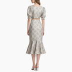 Women's Floral Two-Piece Set Elegant Square Neck Top & Mermaid Skirt