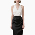 Women's Classic Black & White Two-Piece Set Wrap Cami Top & Pencil Skirt
