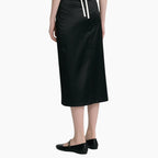 Chic White Halter Top & Black Satin Skirt Set Elegant Evening Outfit