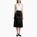 Elegant Halter Top & Black Satin Skirt Two-Piece Set