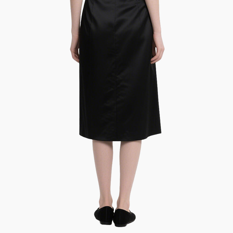 Elegant Halter Top & Black Satin Skirt Two-Piece Set