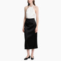 Off-shoulder Top & High-waisted Skirt Contrast Color Elegant 2-Piece Set