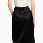 Off-shoulder Top & High-waisted Skirt Contrast Color Elegant 2-Piece Set