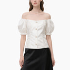 Elegant Women's Off-shoulder Lace Blouse & A-line Skirt Set