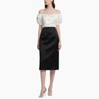Elegant Women's Off-Shoulder Blouse & High-Waist Skirt Set