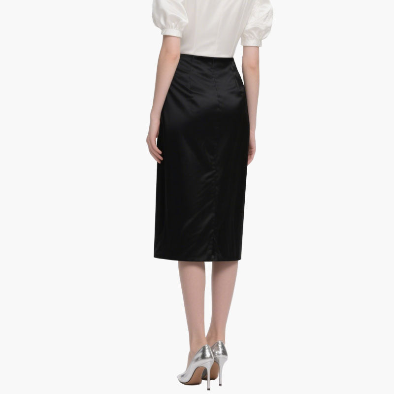 Elegant Women's Off-Shoulder Blouse & High-Waist Skirt Set