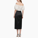 Elegant Women's Satin Off-Shoulder Blouse & High-Waisted Skirt Set