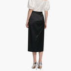 Elegant Women's Satin Off-Shoulder Blouse & High-Waisted Skirt Set