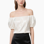 Elegant Women's Satin Off-Shoulder Blouse & High-Waisted Skirt Set