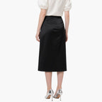 Elegant Women's Satin Off-Shoulder Blouse & High-Waisted Skirt Set